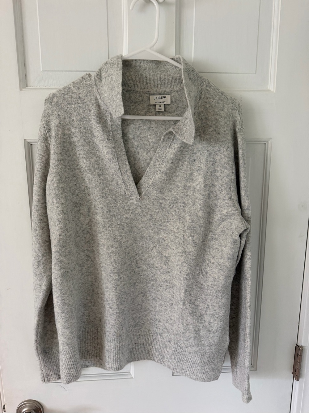 J. Crew Light Gray V-Neck Collared Sweater